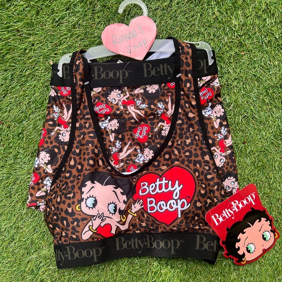 Betty Boop Leopard Sports Bra & Boy Shorts Set - Picture 1 of 3